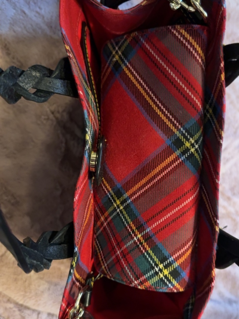 Dooney & Bourke Red Plaid Satchel Tote - Picture 3 of 9